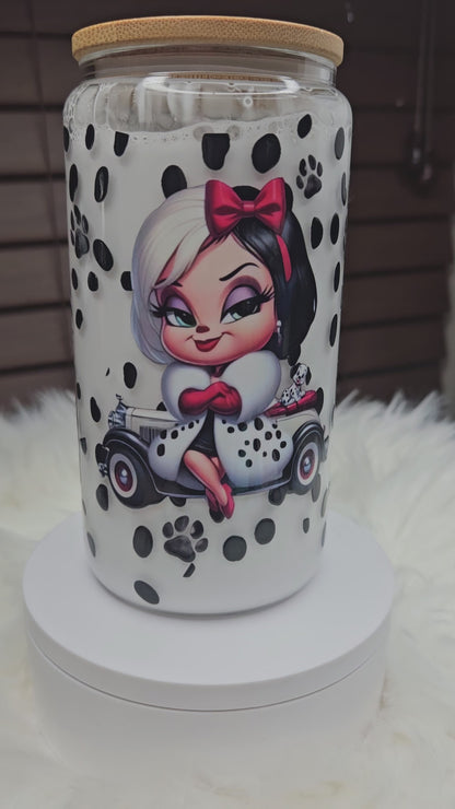 Black and White Dog Glass Cup