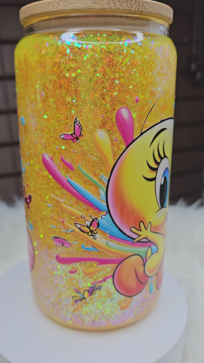 Yellow Bird Glass Cup