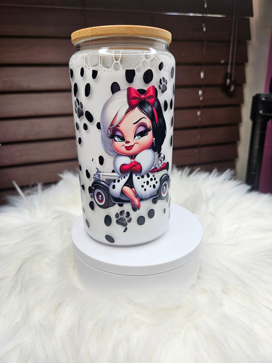 Black and White Dog Glass Cup