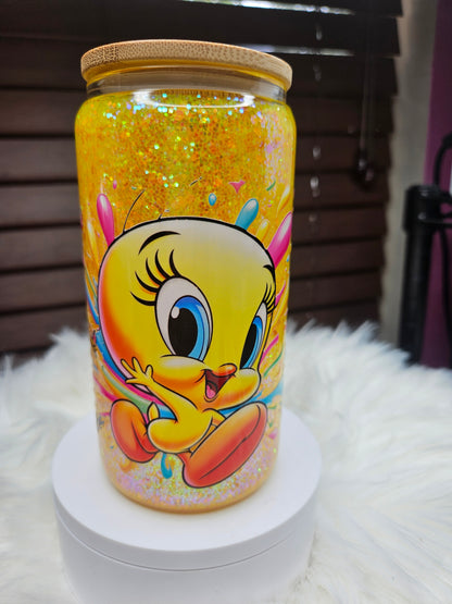 Yellow Bird Glass Cup