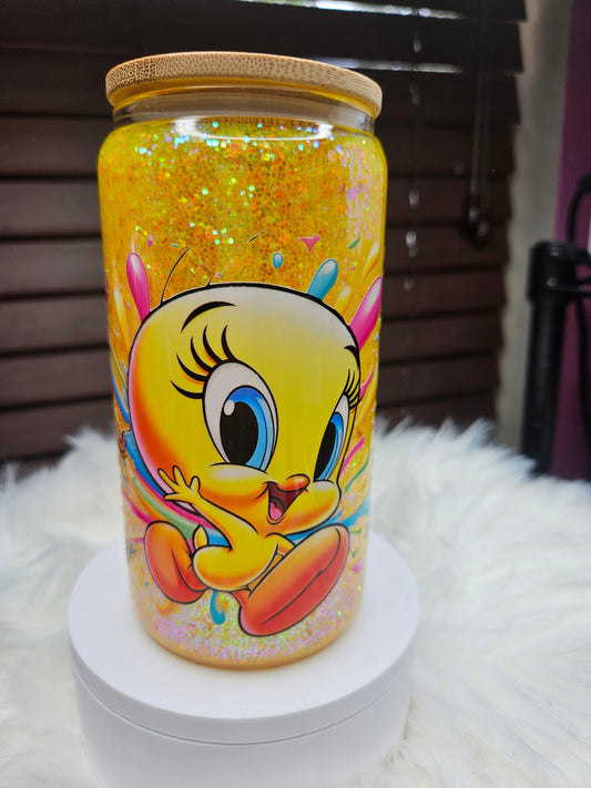 Yellow Bird Glass Cup